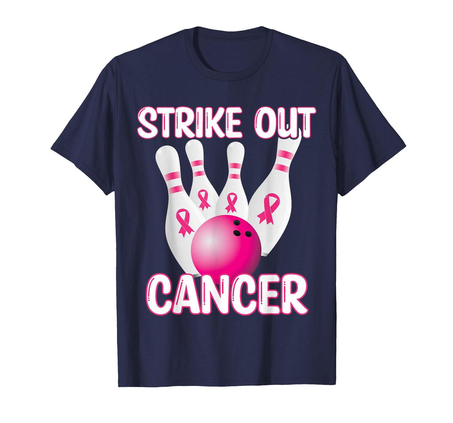 Strike Out Breast Cancer Awareness - Bowling Pink Ribbon T-Shirt