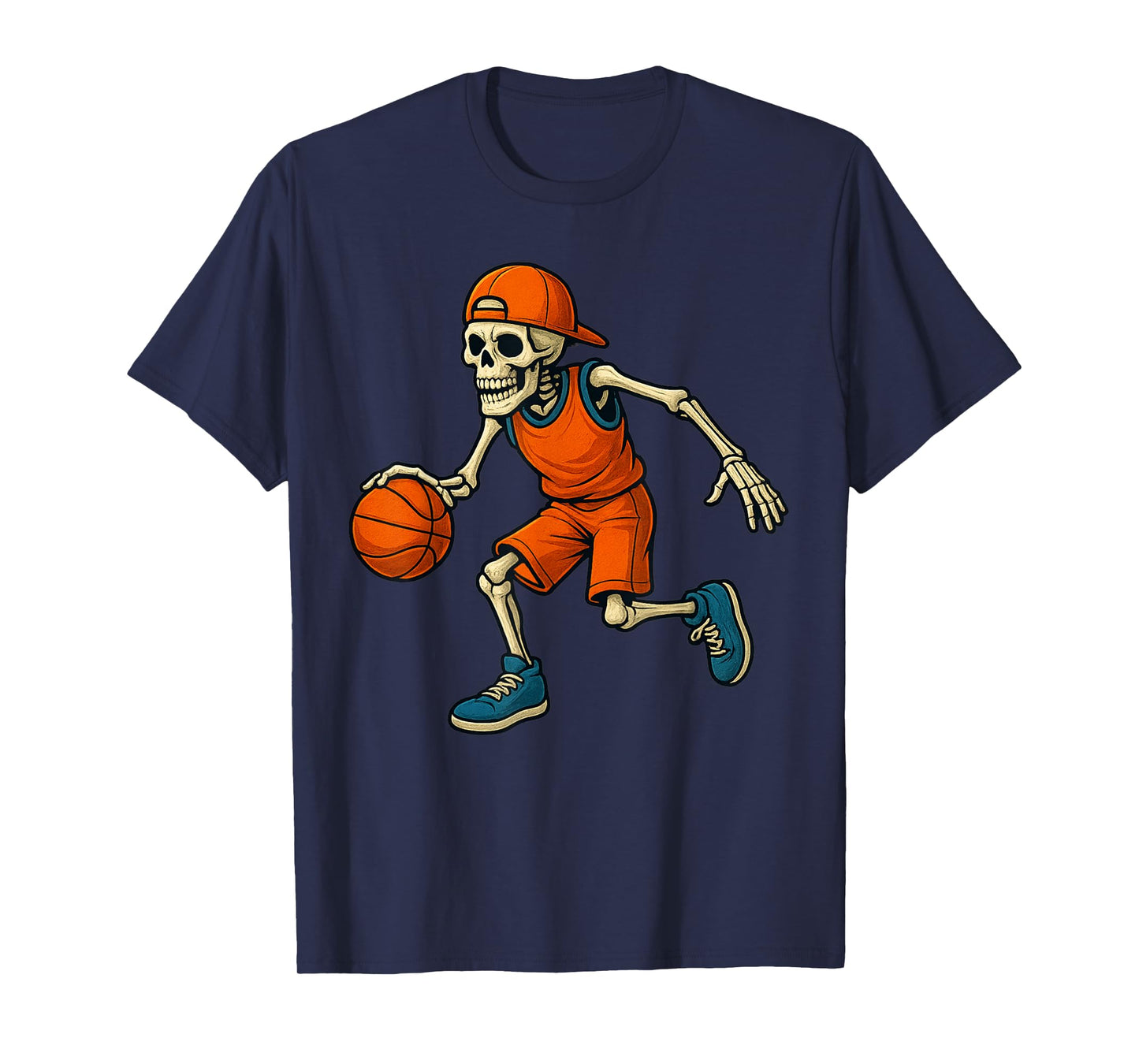 Basketball Skeleton Halloween Spooky Boys Basketball Player T-Shirt