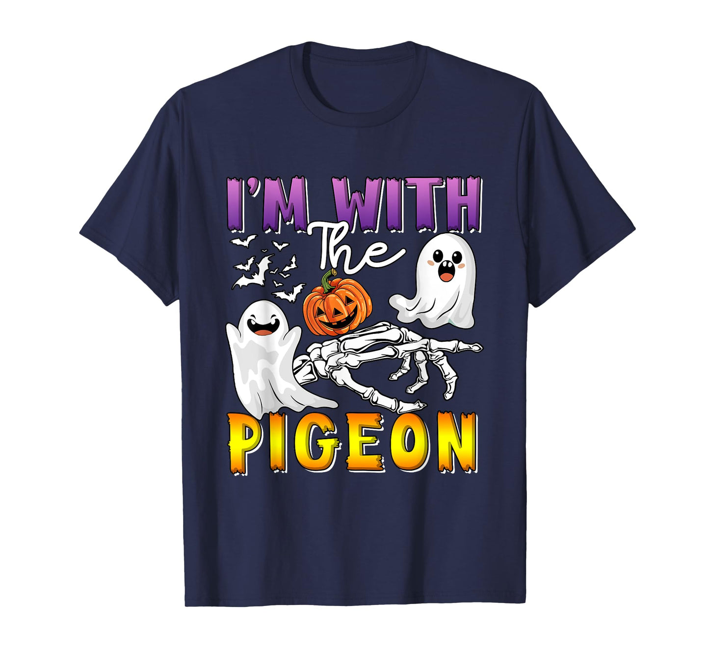 I'm with Pigeon Halloween Boo Ghost Funny Joke Single T-Shirt