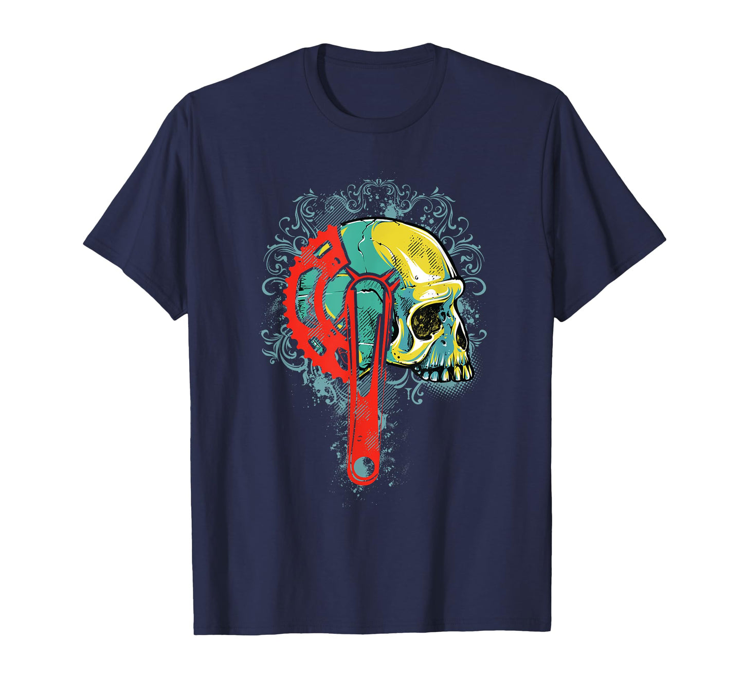 Bike Shirt Gift For Boys Men Cyclists Skull Bicycle Crankset