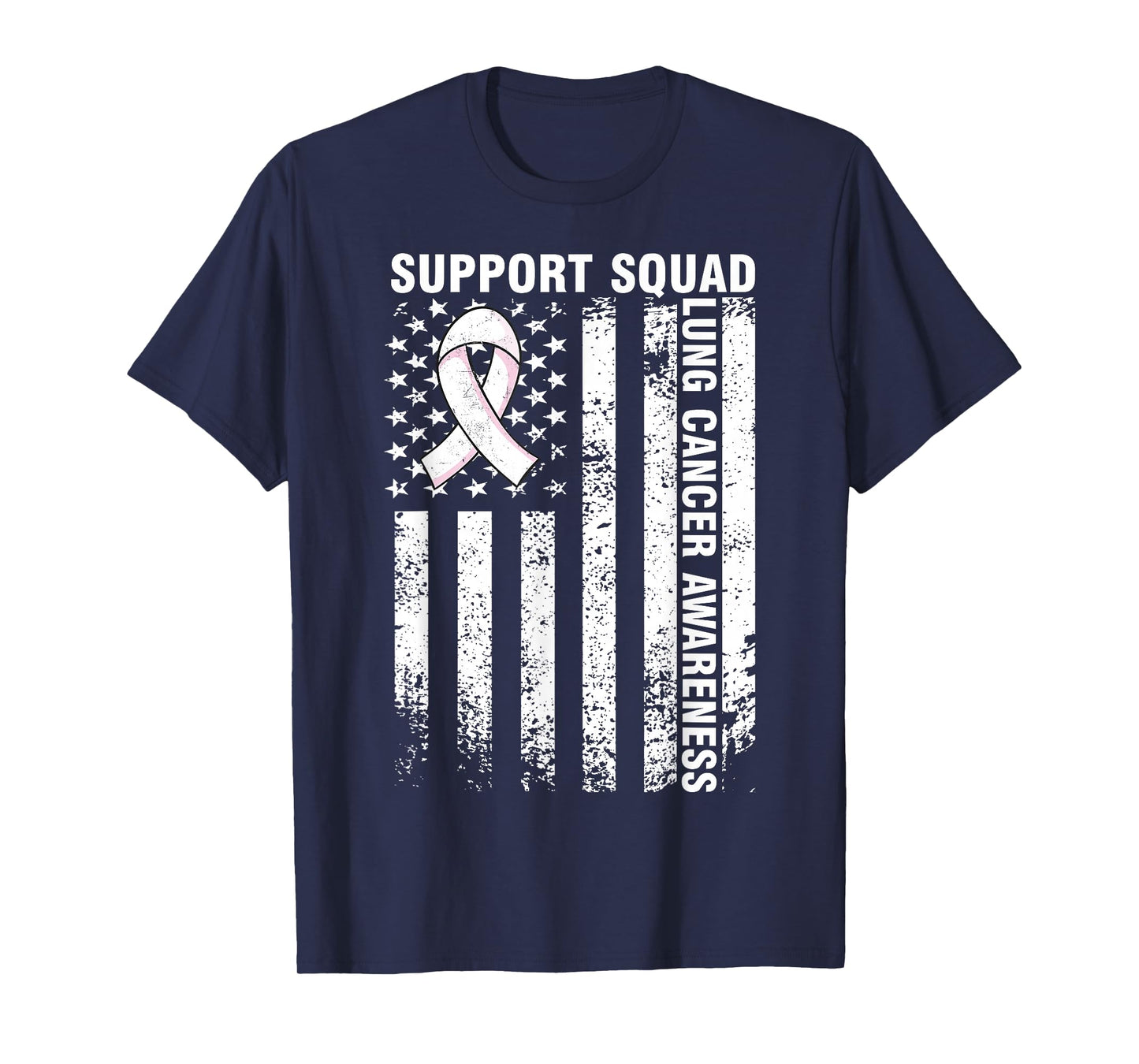 Support Squad Lung Cancer Awareness American Flag T-Shirt