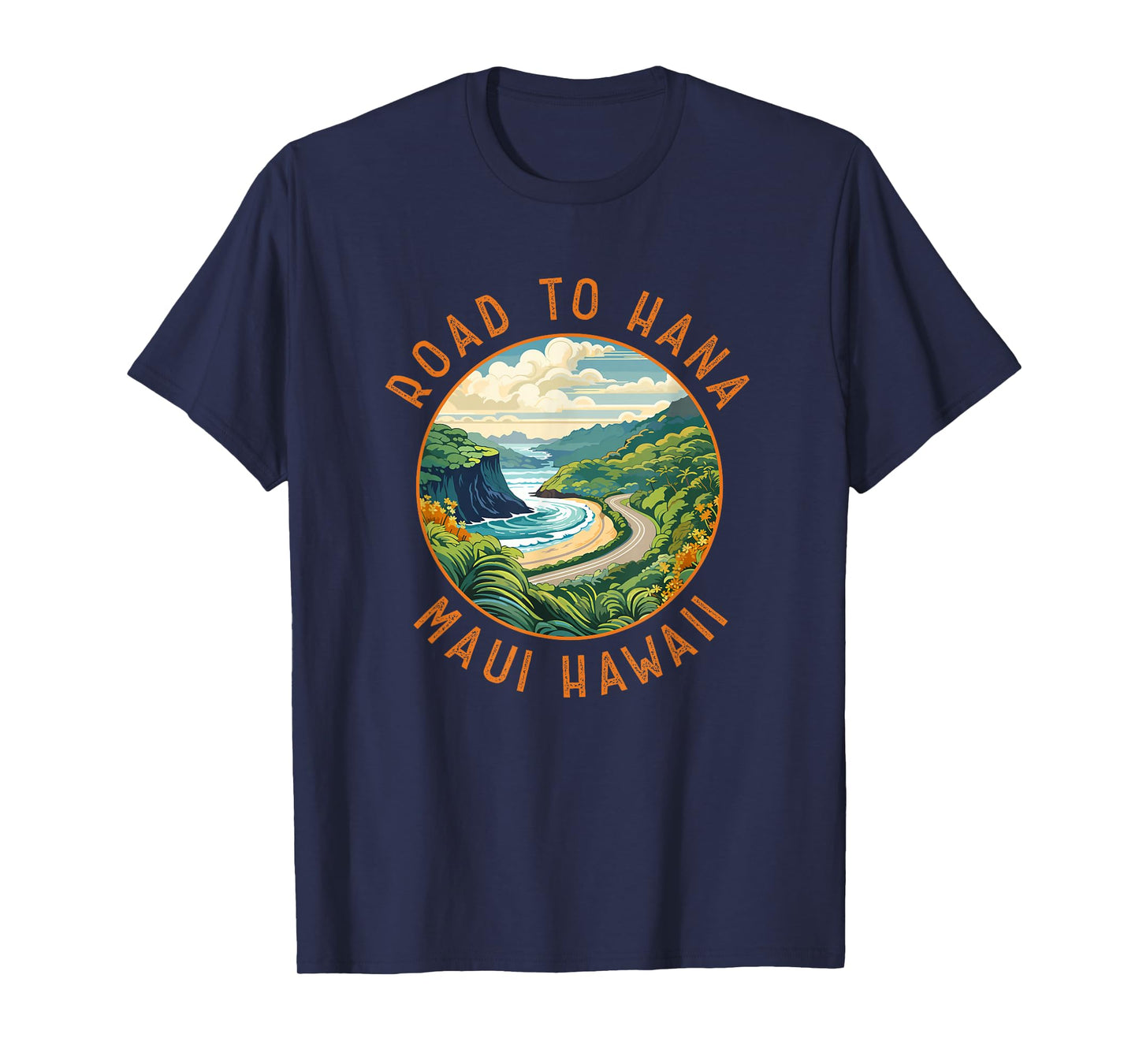 Road to Hana Maui Hawaii Distressed Circle T-Shirt