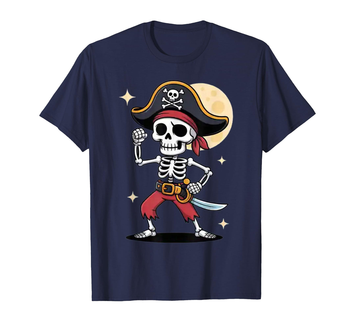 Jolly Roger Halloween Spooky Bones Pirate Captain T-Shirt