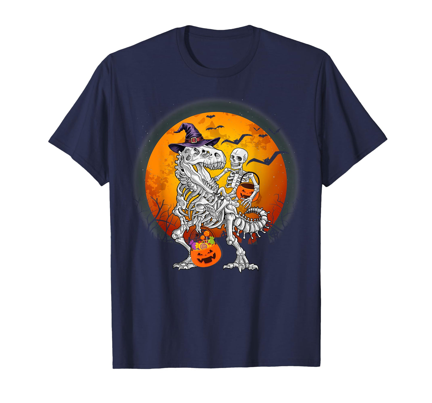 Mummy Riding Dinosaur Skeleton - idea Gifts Funny Halloween T-Shirt