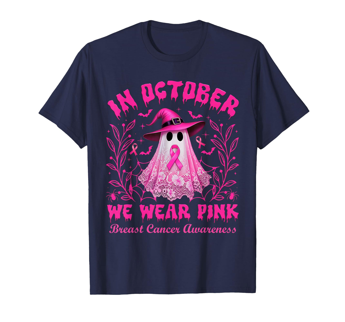 Breast Cancer Halloween Women in October We Wear Pink T-Shirt