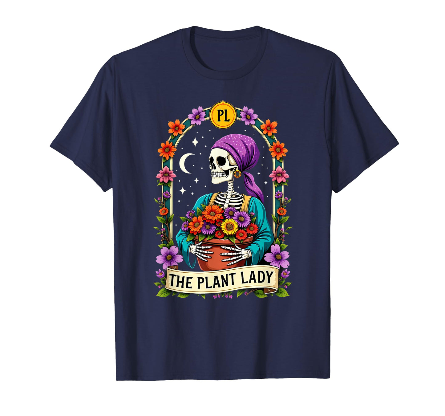 Gothic Tarot Card The Plant Lady Skeleton Halloween T-Shirt