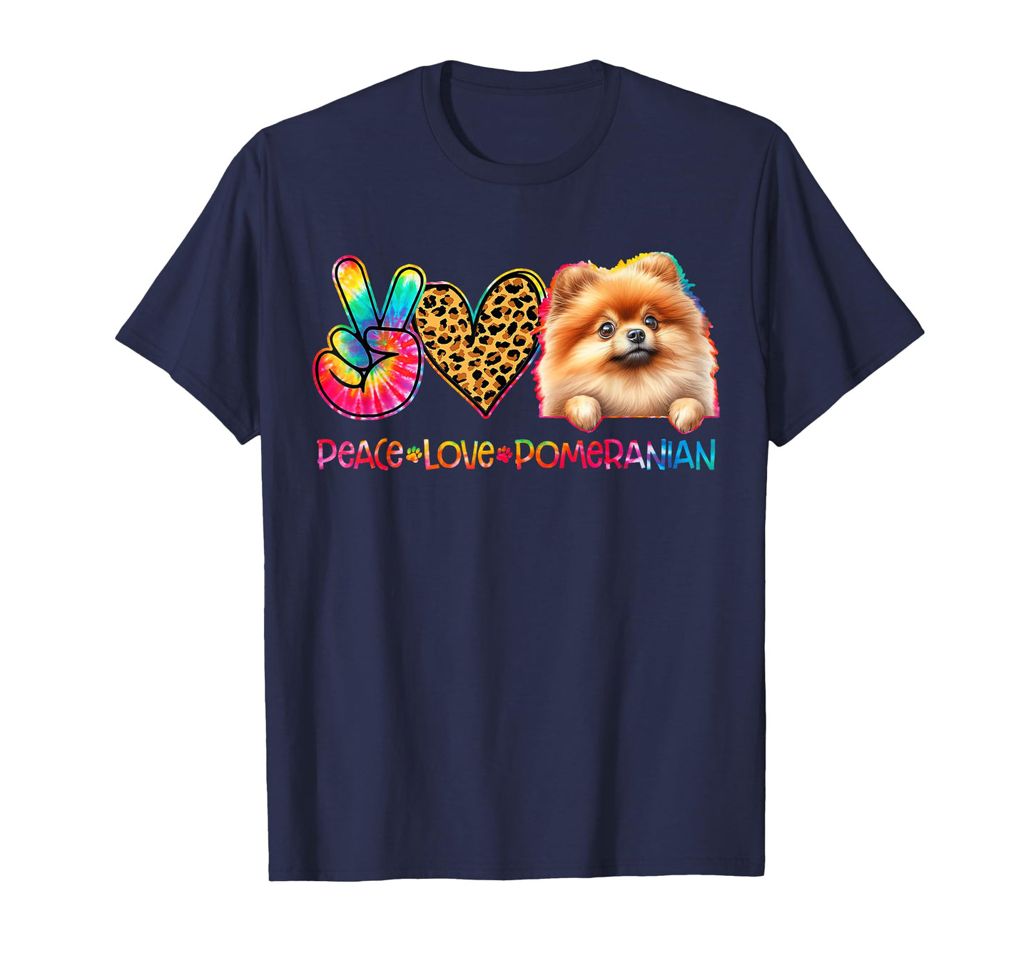 Peace Love Pomeranian Tie Dye Dog Lover T-Shirt