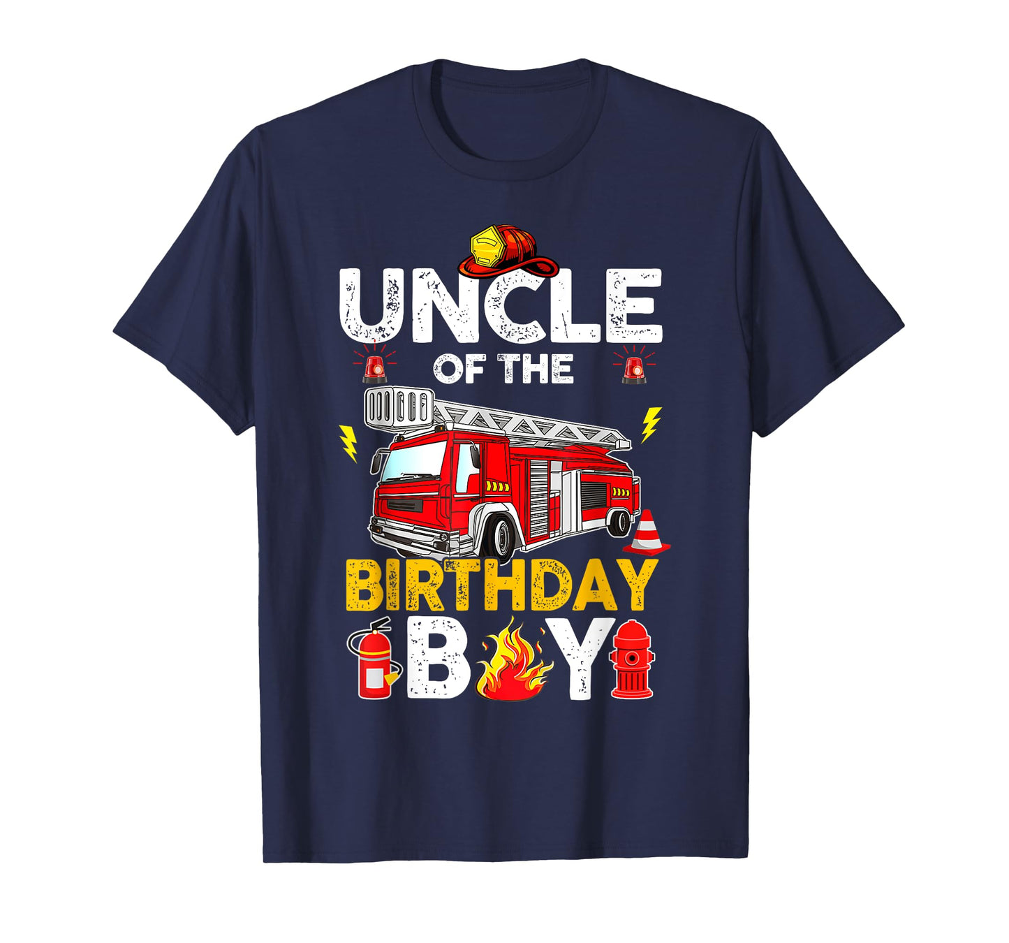 Uncle Of The Birthday Boy Fire Truck Firefighter Party T-Shirt