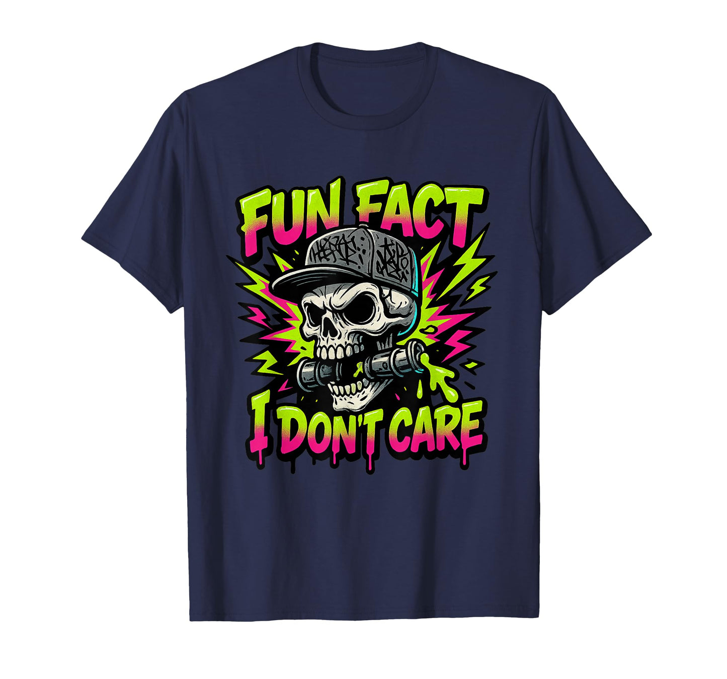 Fun Fact I Don't Care Cute Sarcastic Graffiti Skull Art Boys T-Shirt