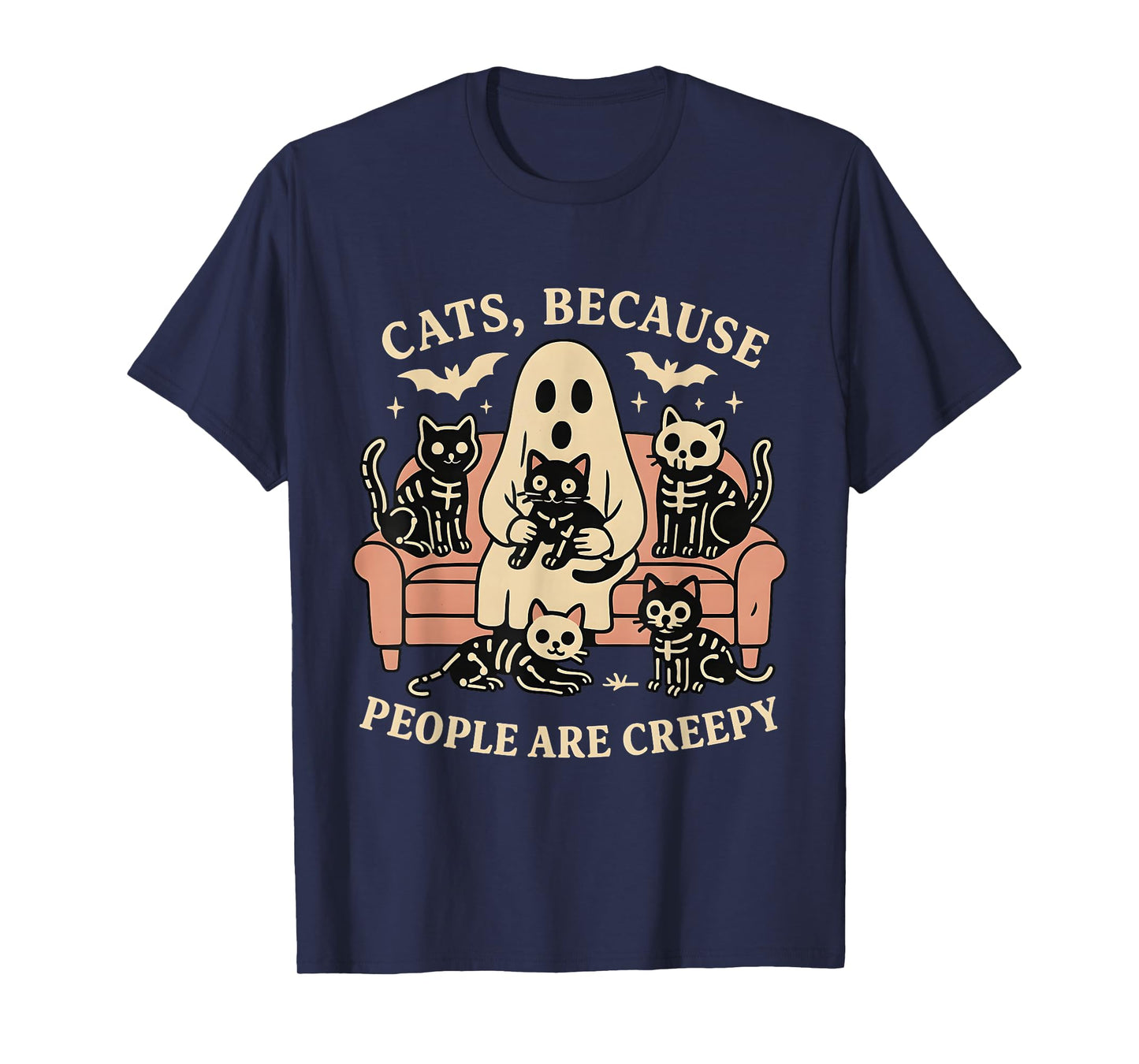 Cats Because People are Creepy Ghost Skeleton Tee T-Shirt