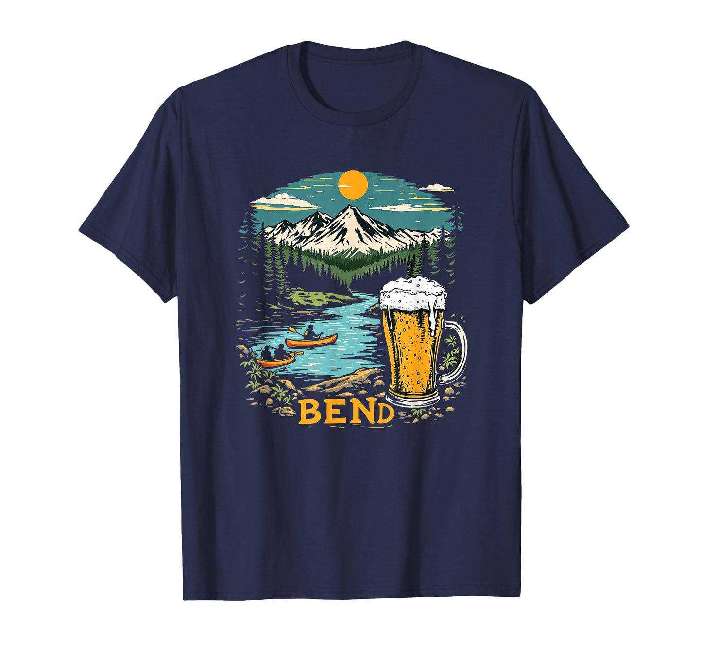 Vintage Bend Oregon Sunset Mountains Cityscape T-Shirt