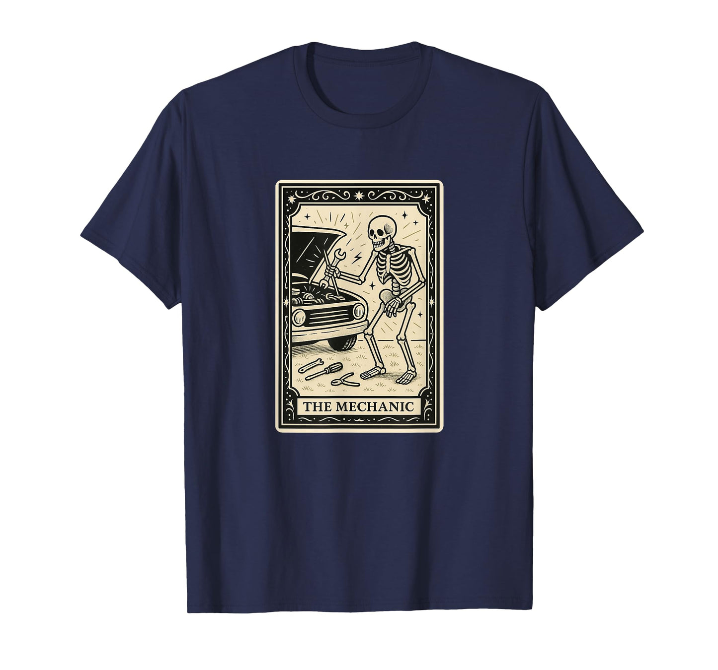The Mechanic Tarot Card - Spooky Gothic Garage Workshop Car T-Shirt