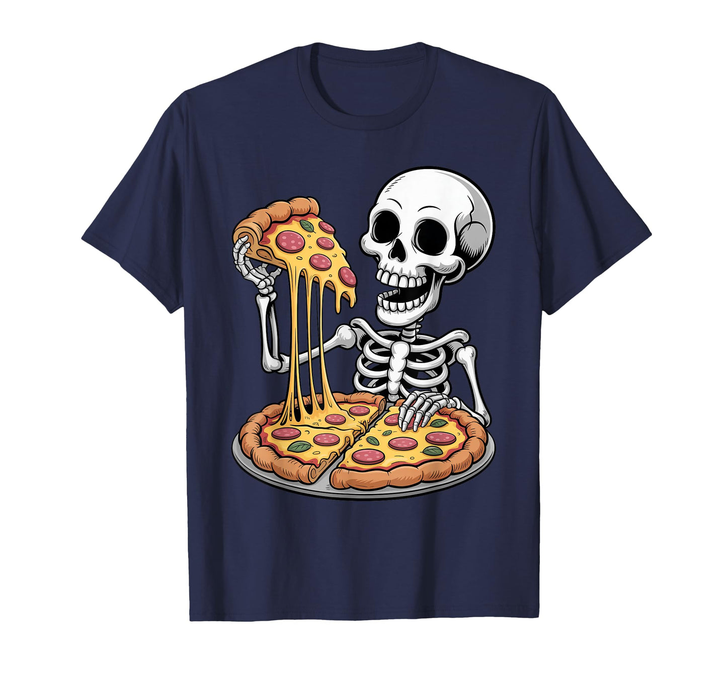 Halloween Skeleton Eating Pizza Toddler Kids Trick or Treat T-Shirt