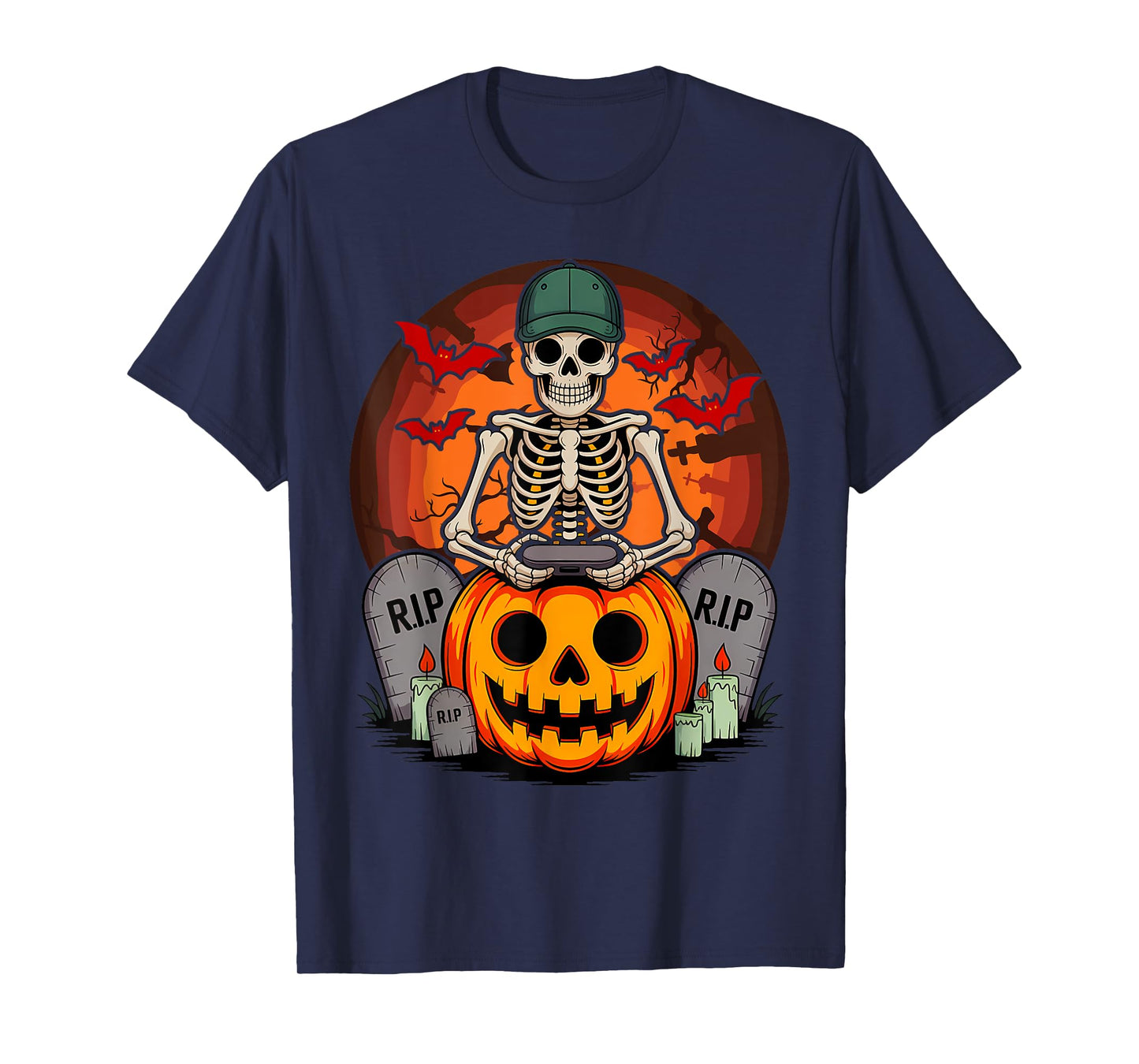 Halloween Gamer Skeleton Funny Gaming Costume Men Boys T-Shirt