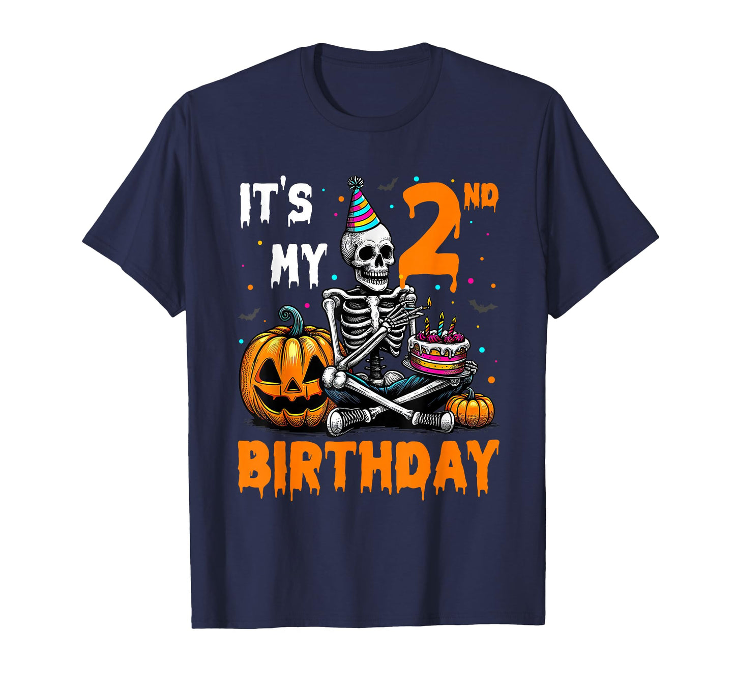 Skeleton 2nd Birthday Halloween Party Kids 2 Years T-Shirt