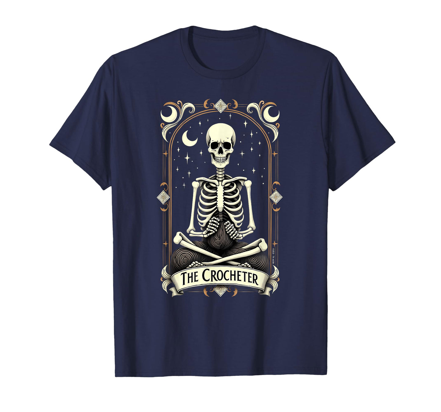 Gothic Tarot Card Crocheter Skeleton Halloween Quilter T-Shirt