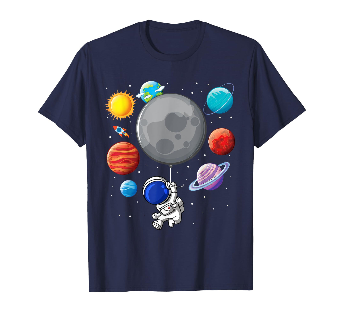 Astronaut Holding Planet Balloons Solar-System Space Kids T-Shirt