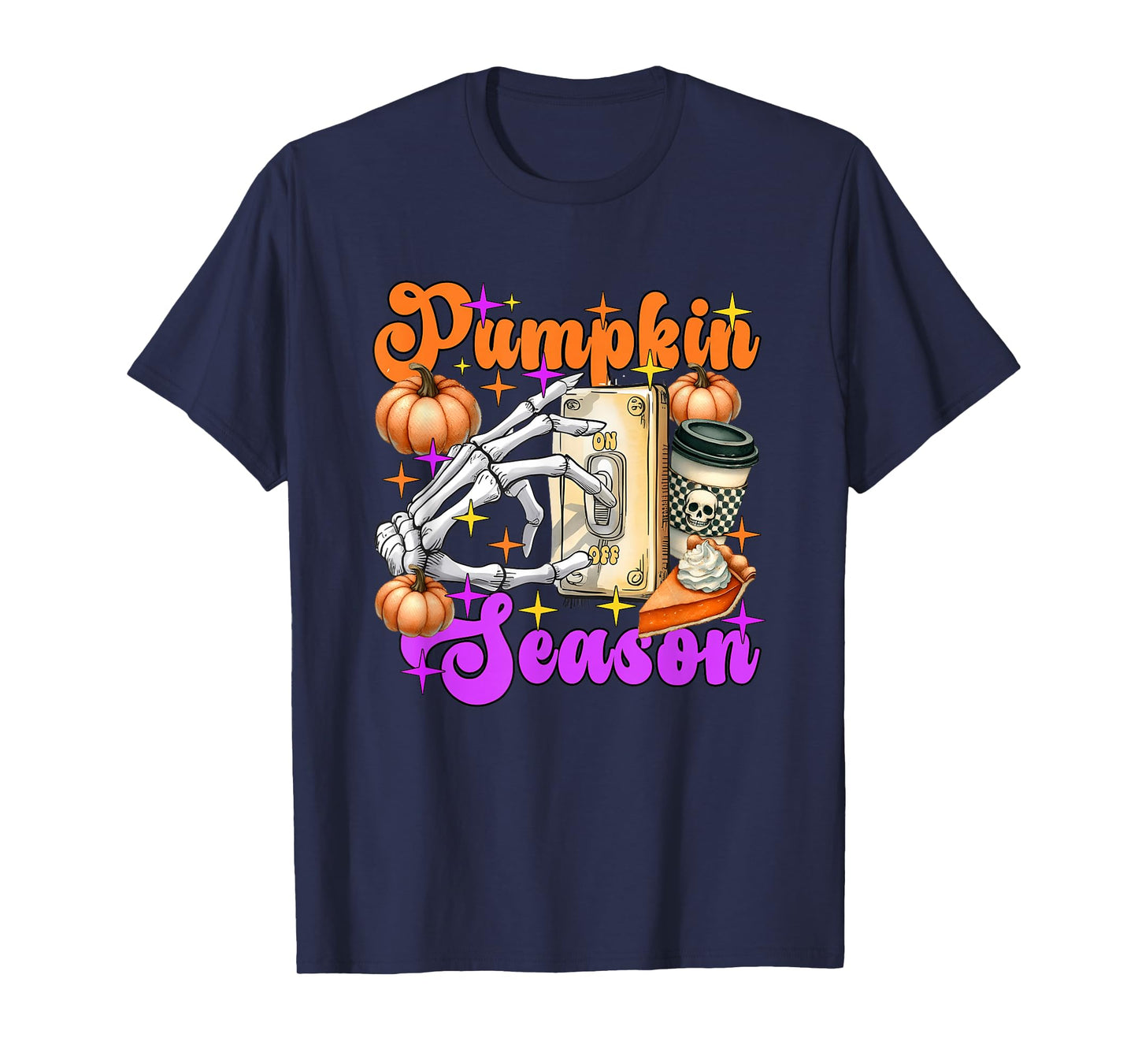 Pumpkin Season Skeleton Coffee Pie T-Shirt