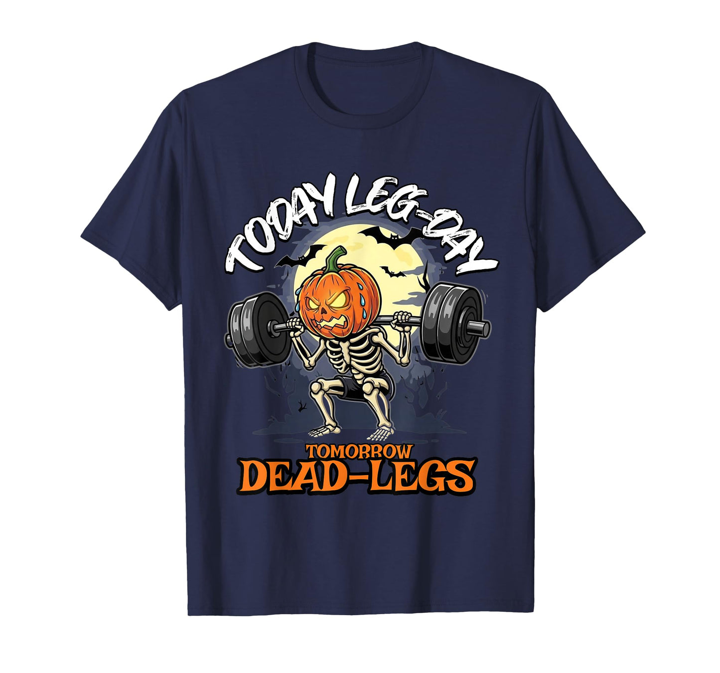 Funny Halloween Gym Skeleton Lift Pumpkin Workout Tee T-Shirt