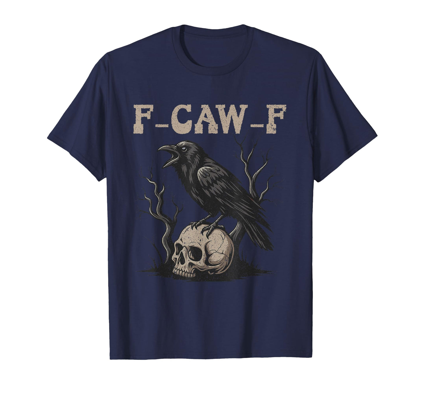 Black Crow F-Caw-F Full Moon Gothic Black Bird Adult Humor T-Shirt