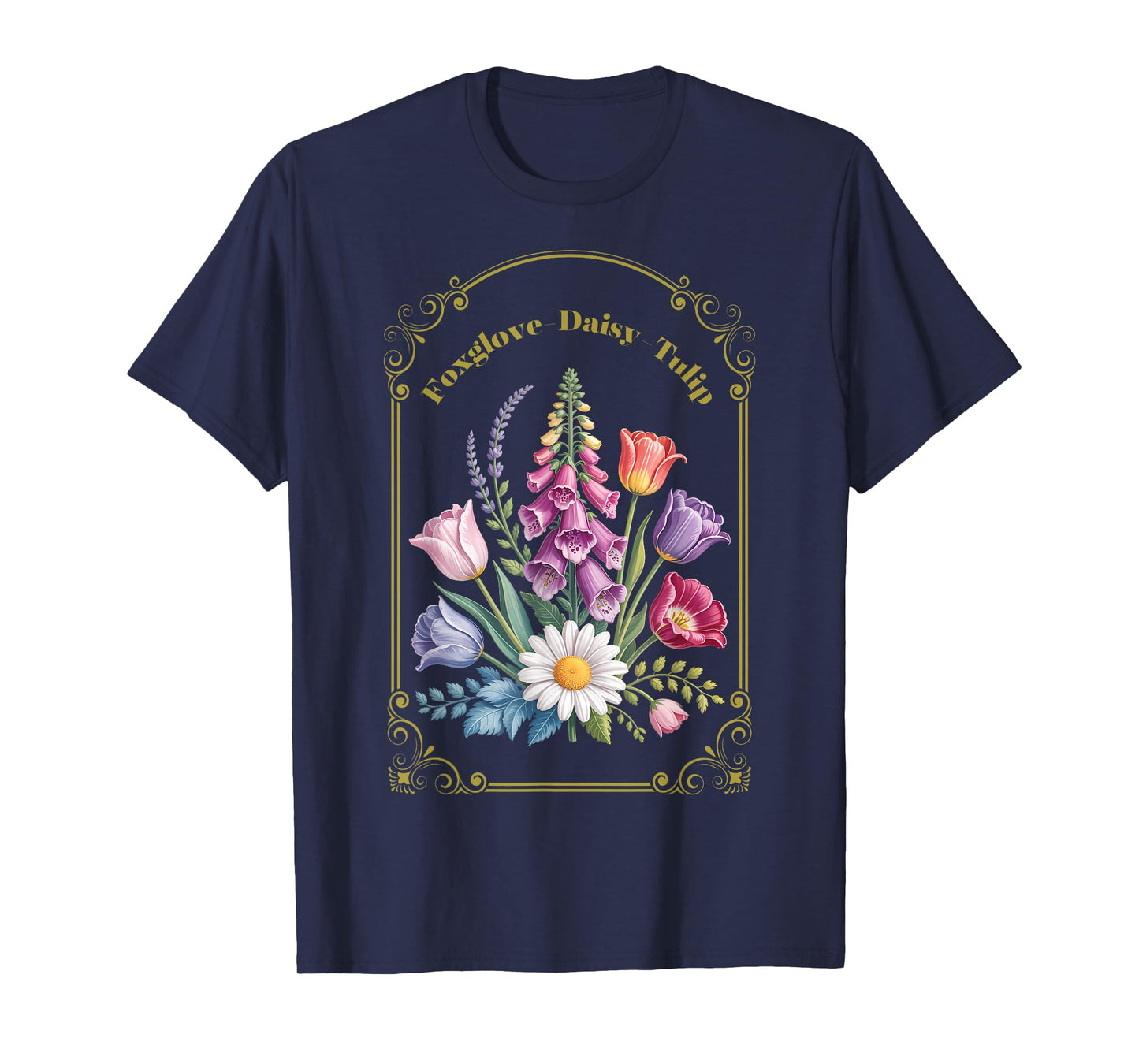 Foxglove Daisy Tulip Vintage Flower Arrangement T-Shirt