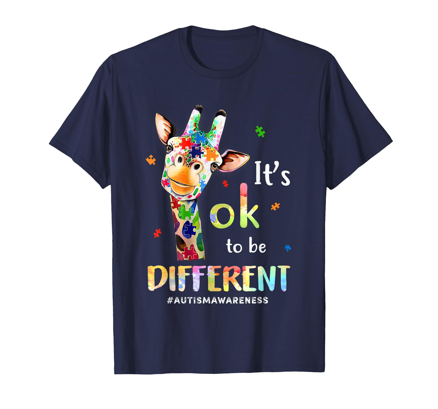 Its Ok To Be Different Autism Awareness Giraffe T-Shirt