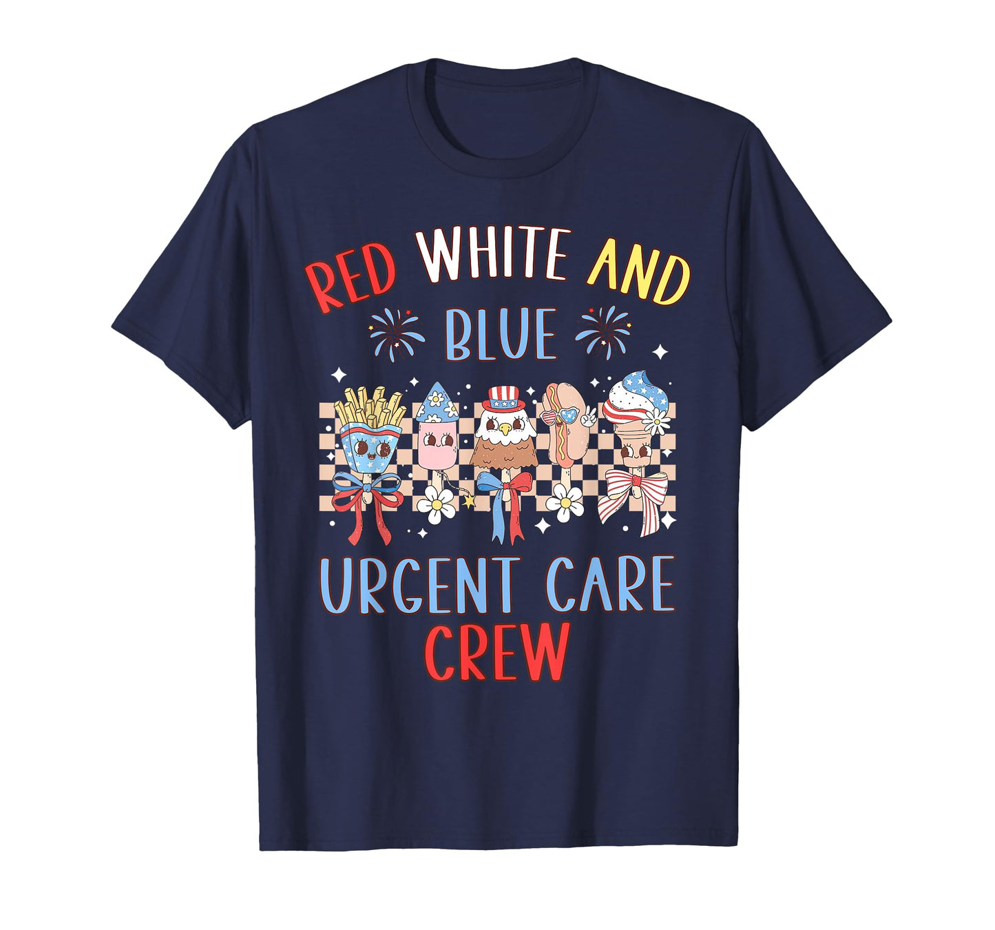 Red White And Blue Urgent Care Crew 4th Of July Icu Nursing T-Shirt