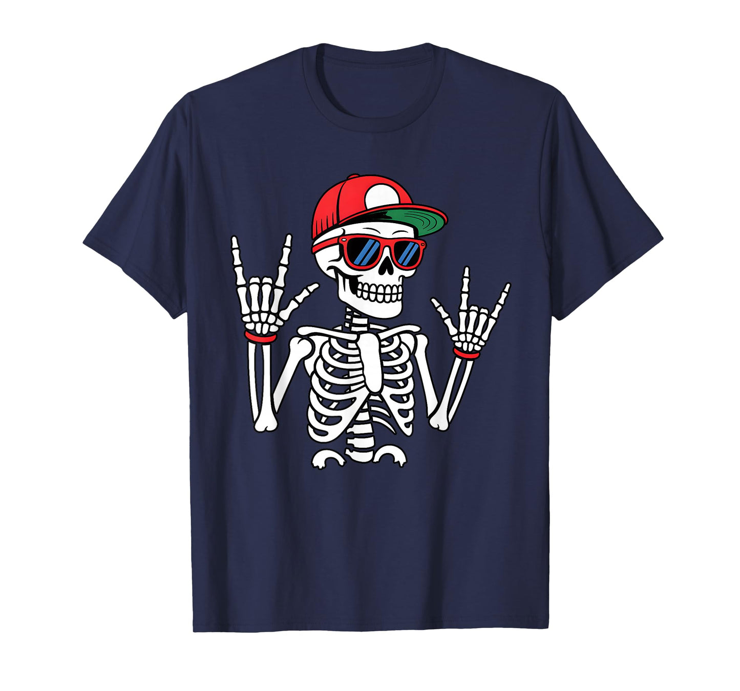 Halloween Skater Teen Boy Cool Skeleton Rock and Roll Kids T-Shirt