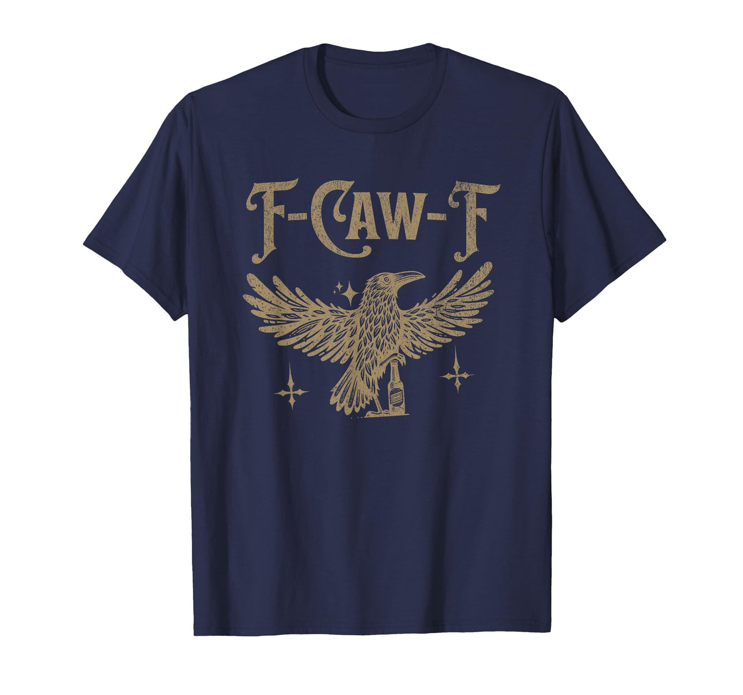 Alt Grunge Crow F-Caw-F Goth Goblincore Distressed Funny T-Shirt