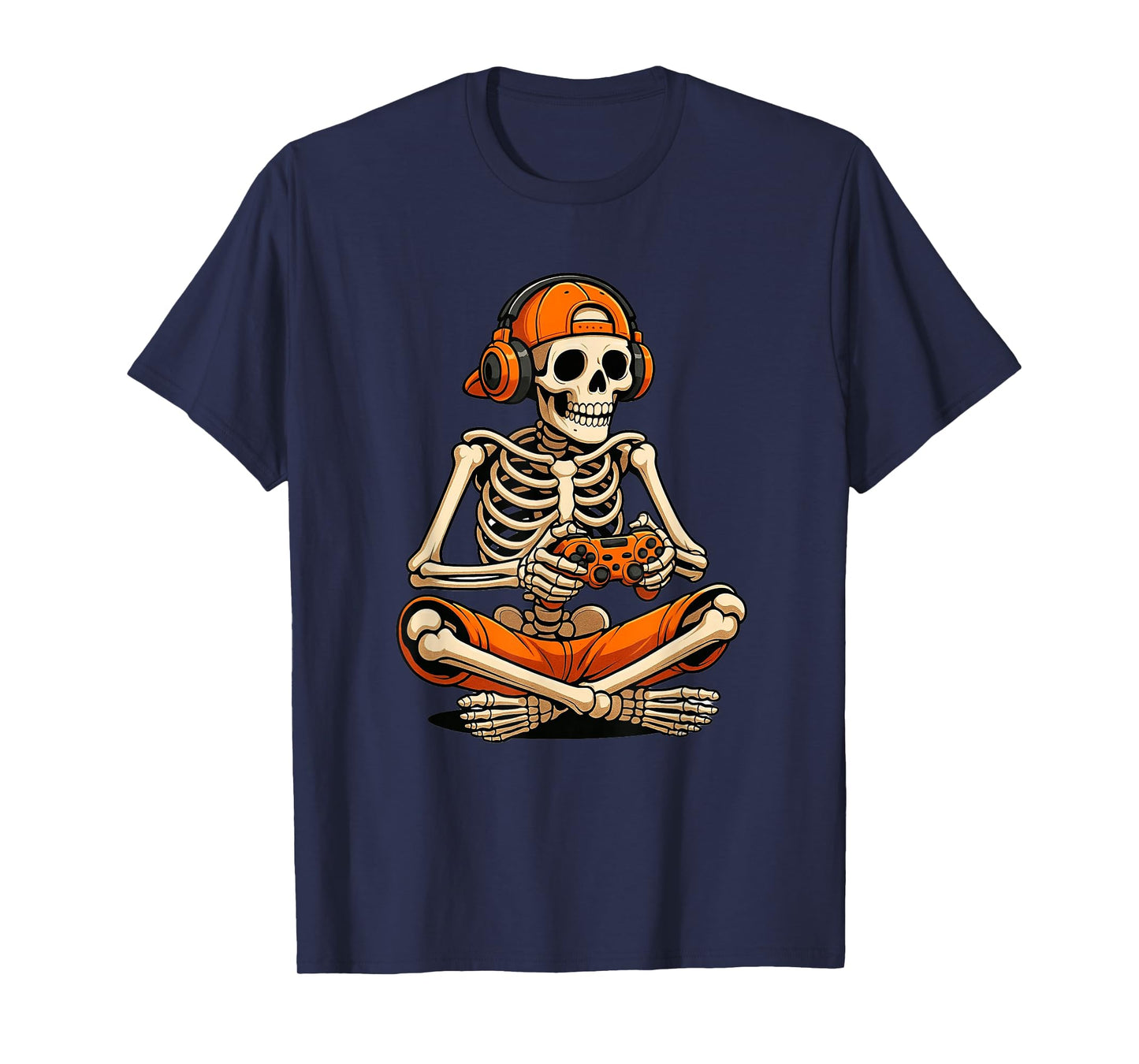 Funny Skeleton Gamer Halloween Video Game Costume Boys Men T-Shirt