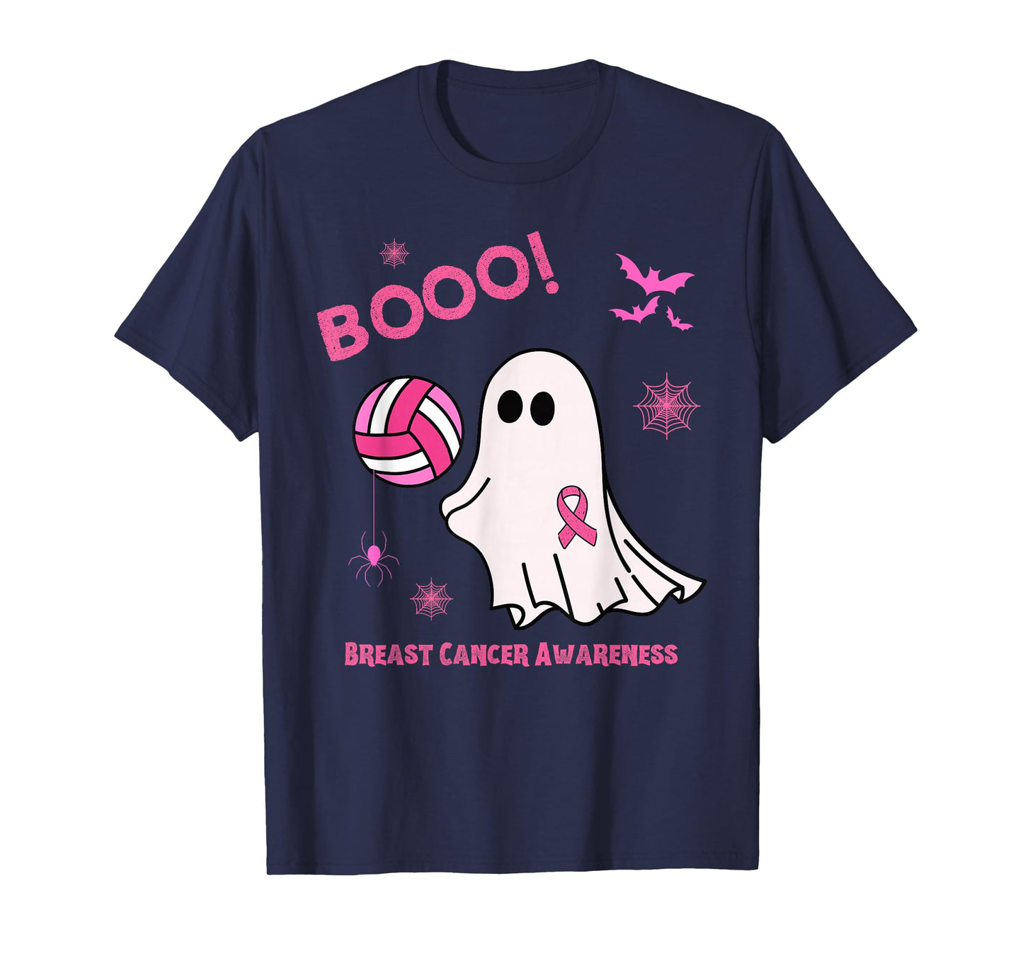 Spooky Volleyball Halloween Breast Cancer Awareness T-Shirt