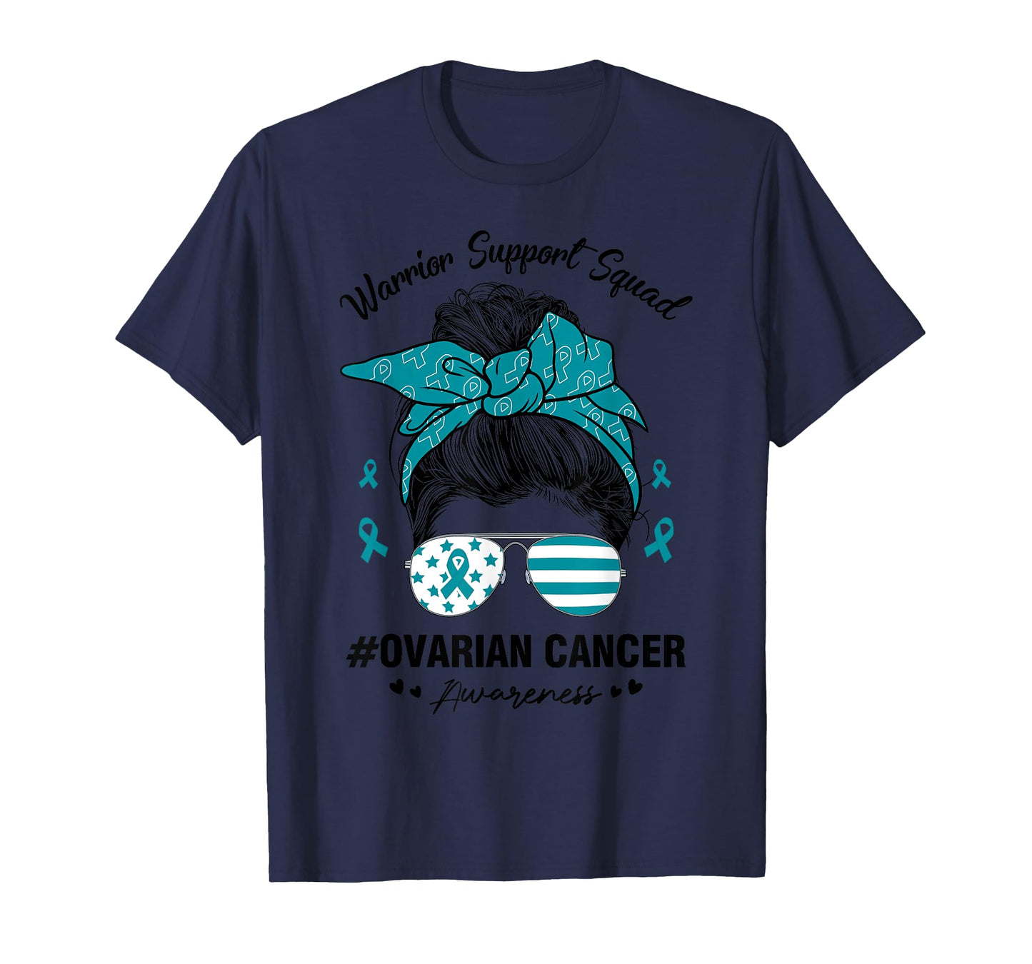 Messy Bun Ovarian Cancer Awareness Day Warrior Support Squad T-Shirt