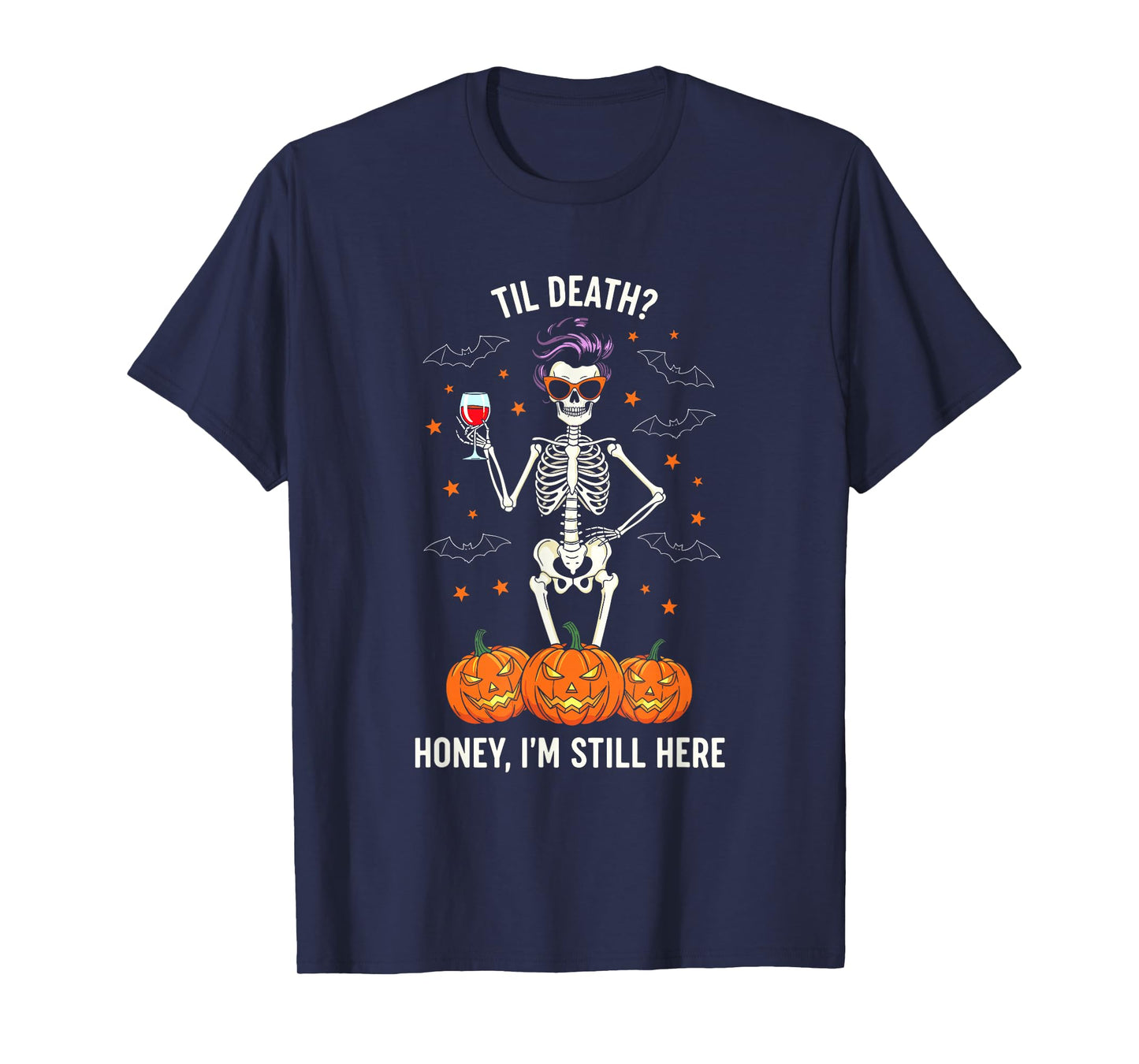 Light Skeleton Halloween Design for Wine and Pumpkin Fans T-Shirt