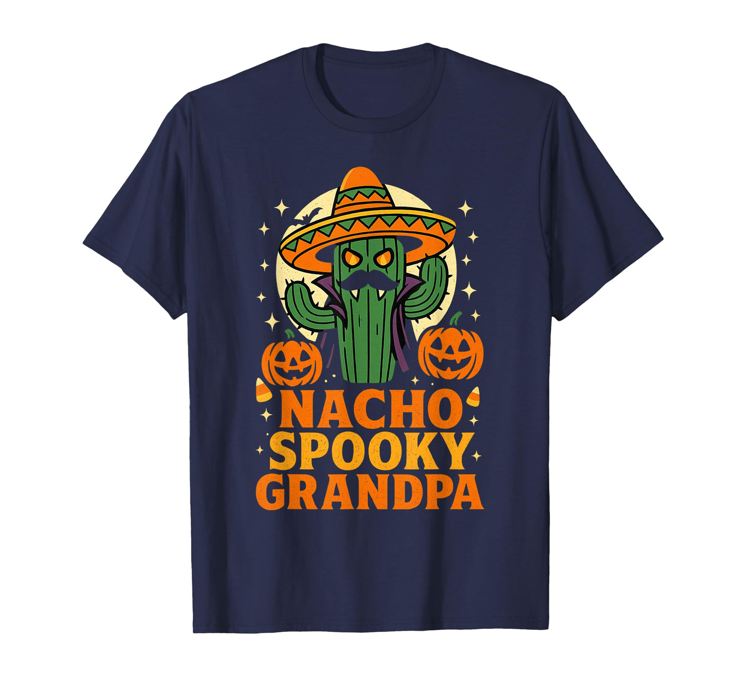 Funny Grandpa Halloween Cactus Sombrero Nacho Spooky Fiesta T-Shirt