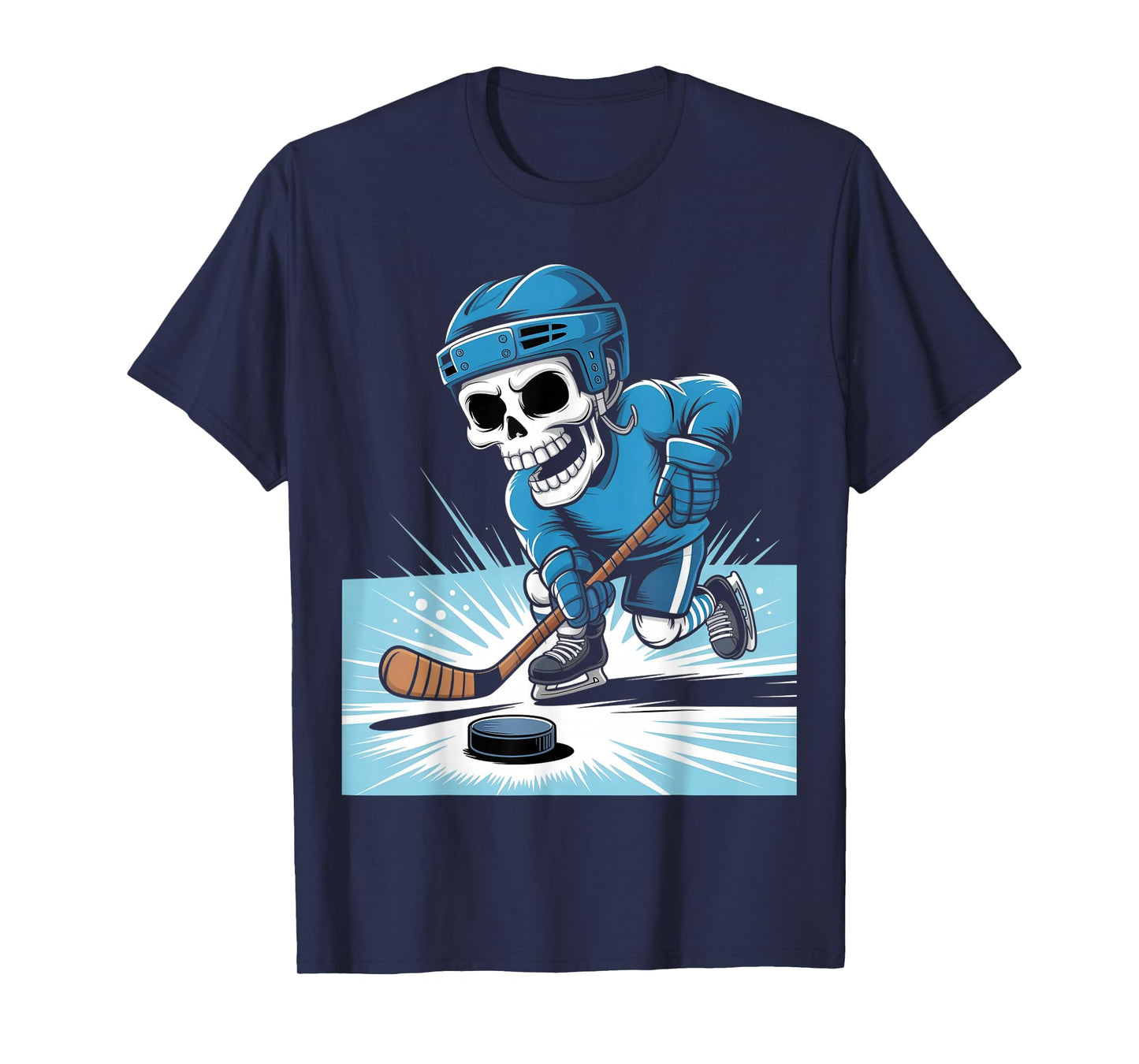 Skeleton Ice Hockey Halloween Costume Boys Men Funny Sport T-Shirt