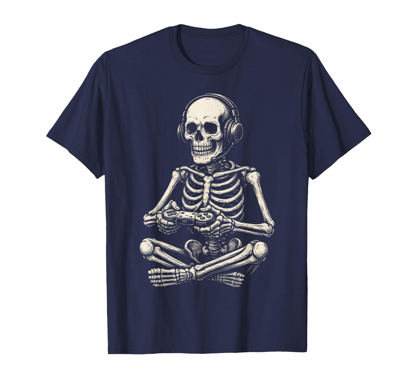 Halloween Skeleton Gamer Video Gaming Men Kids Tees Funny T-Shirt