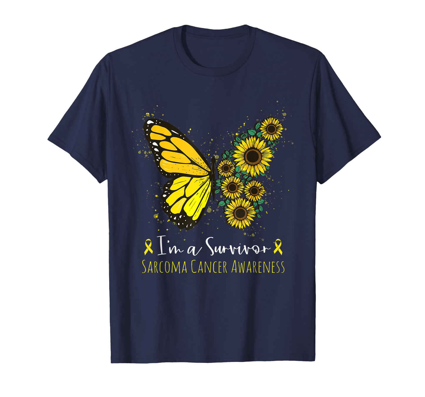 I'm Survivor Sarcoma Cancer Awareness Butterfly Sunflower T-Shirt