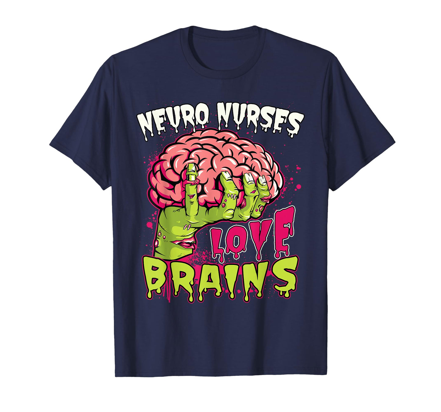 Neuro Nurses Love Brains Skeleton Halloween Nurse Funny T-Shirt
