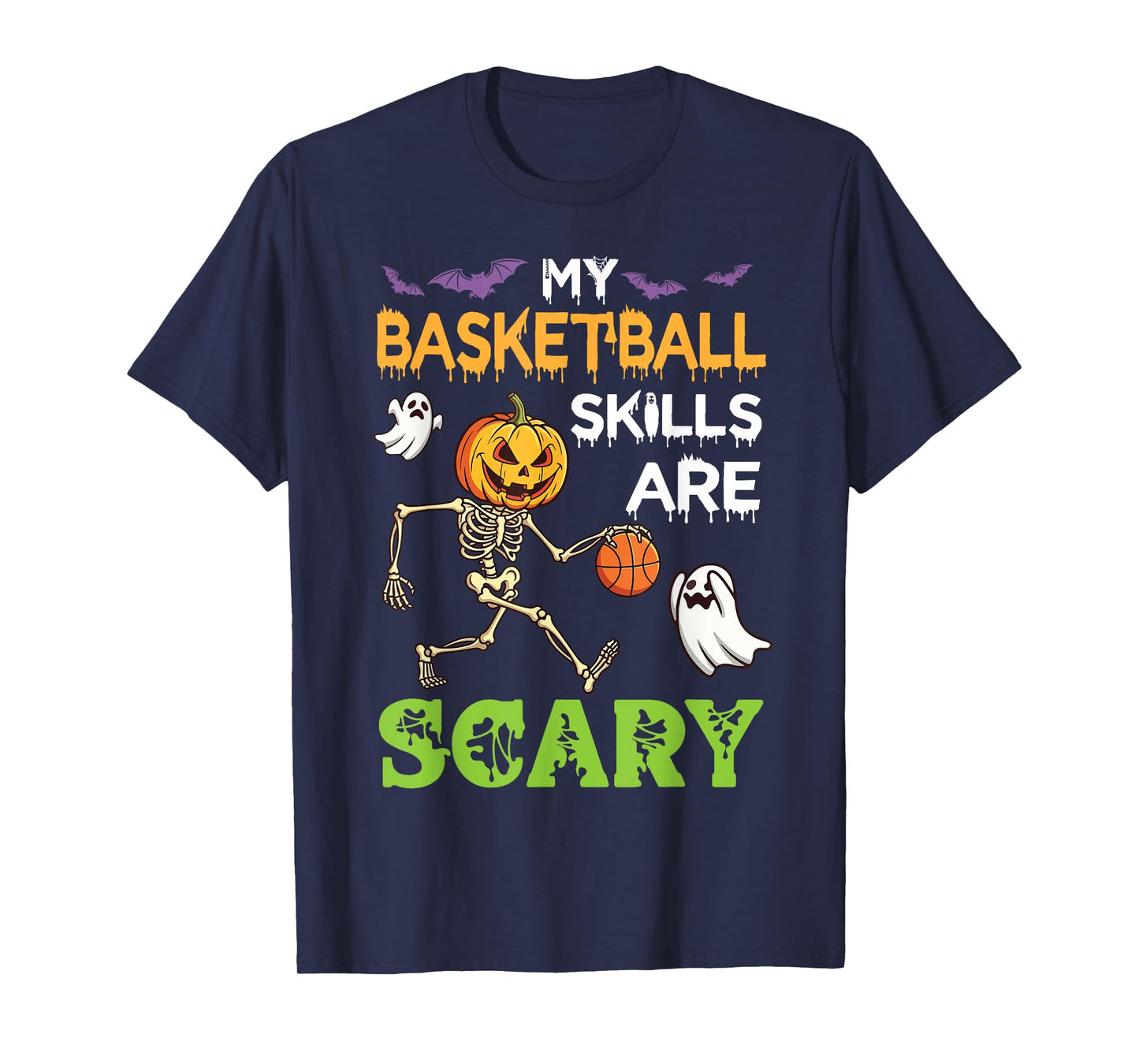 My Basketball Skills are Scary Halloween Pumpkin Skeleton T-Shirt