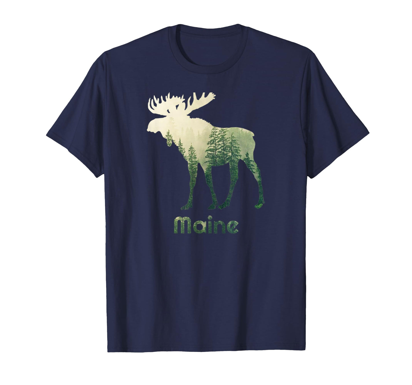 State Of Maine Moose Forest Tree Hunter Wildlife T-Shirt