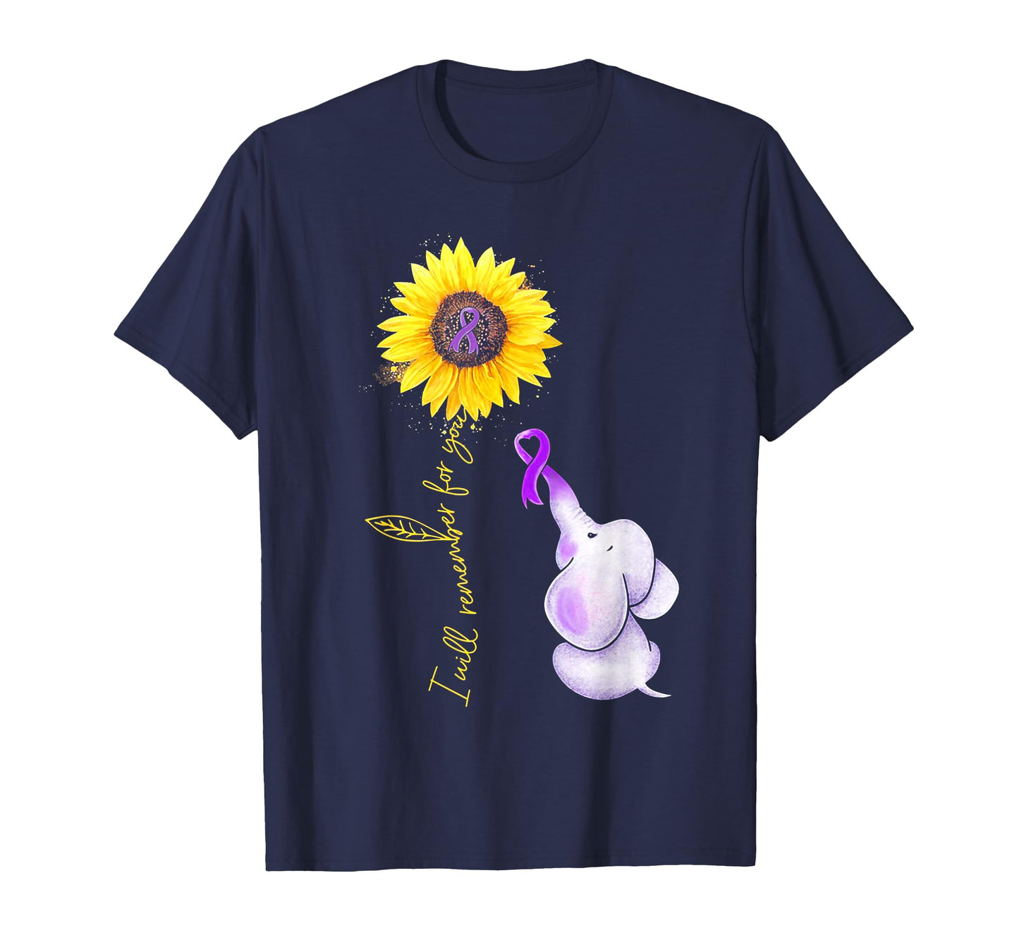 Elephant I Will Remember For You Sunflower Alzheimer T-Shirt