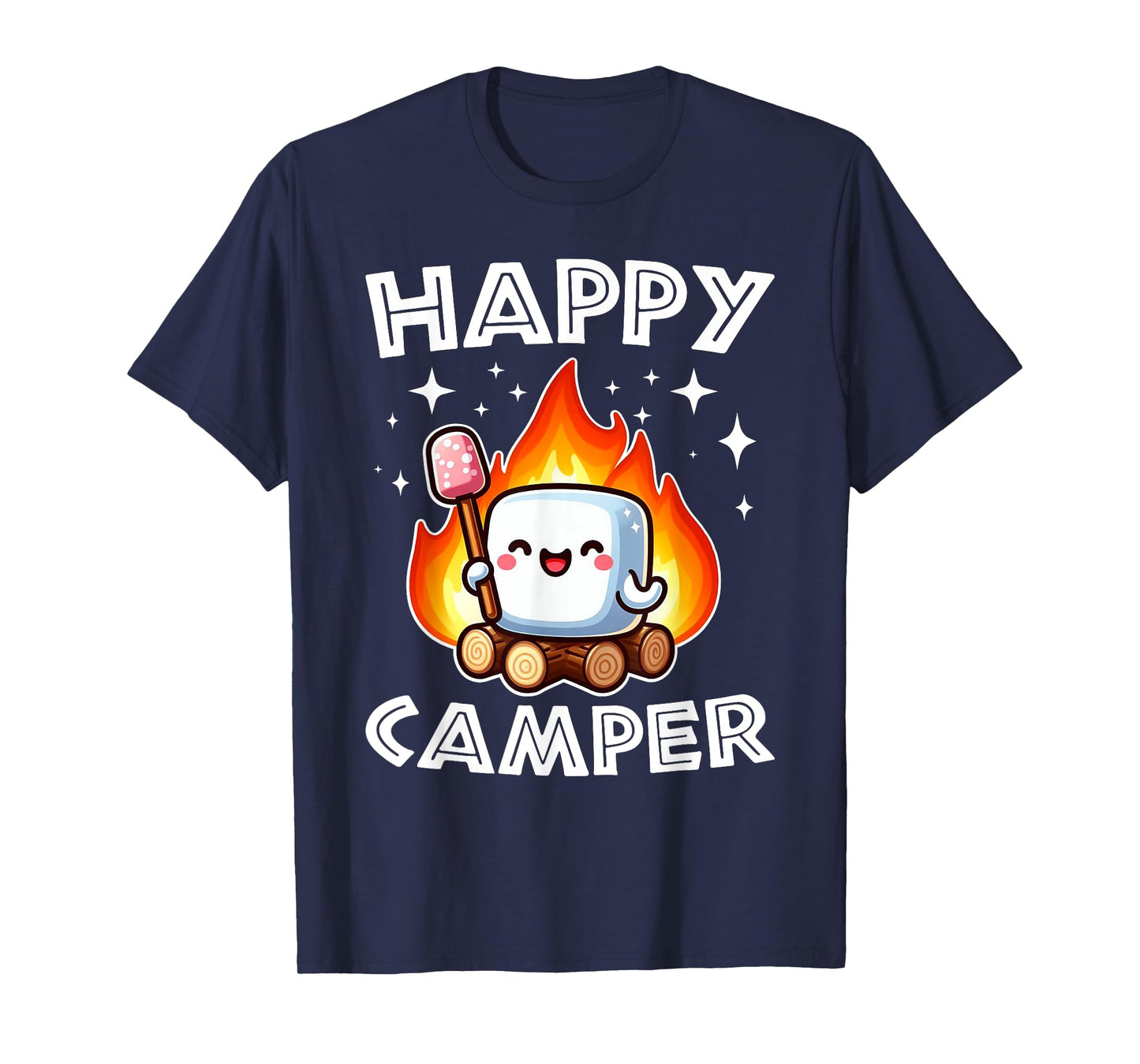 Happy Marshmallow Camper Cute Kids Girls Camp Camping Smores T-Shirt