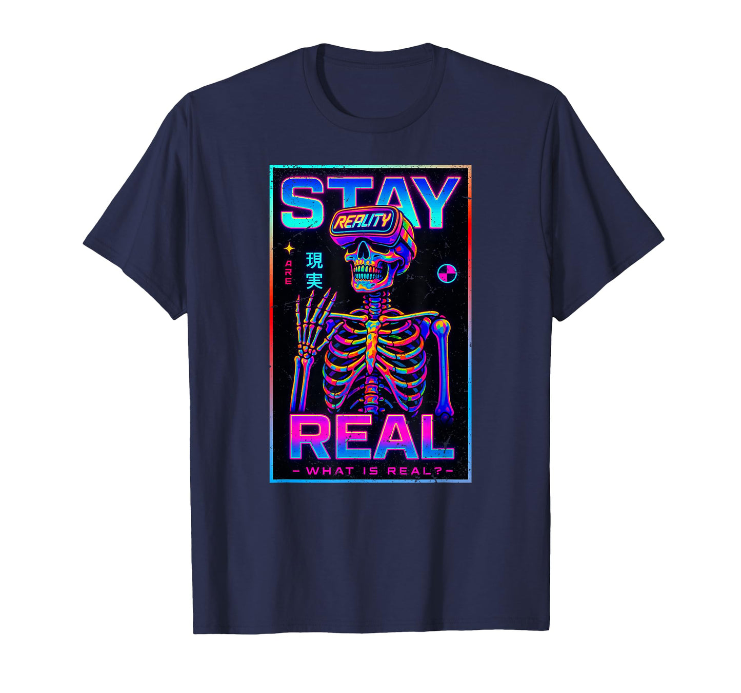 Skeleton Halloween VR Stay Real Colorful Boys Girls Kids T-Shirt