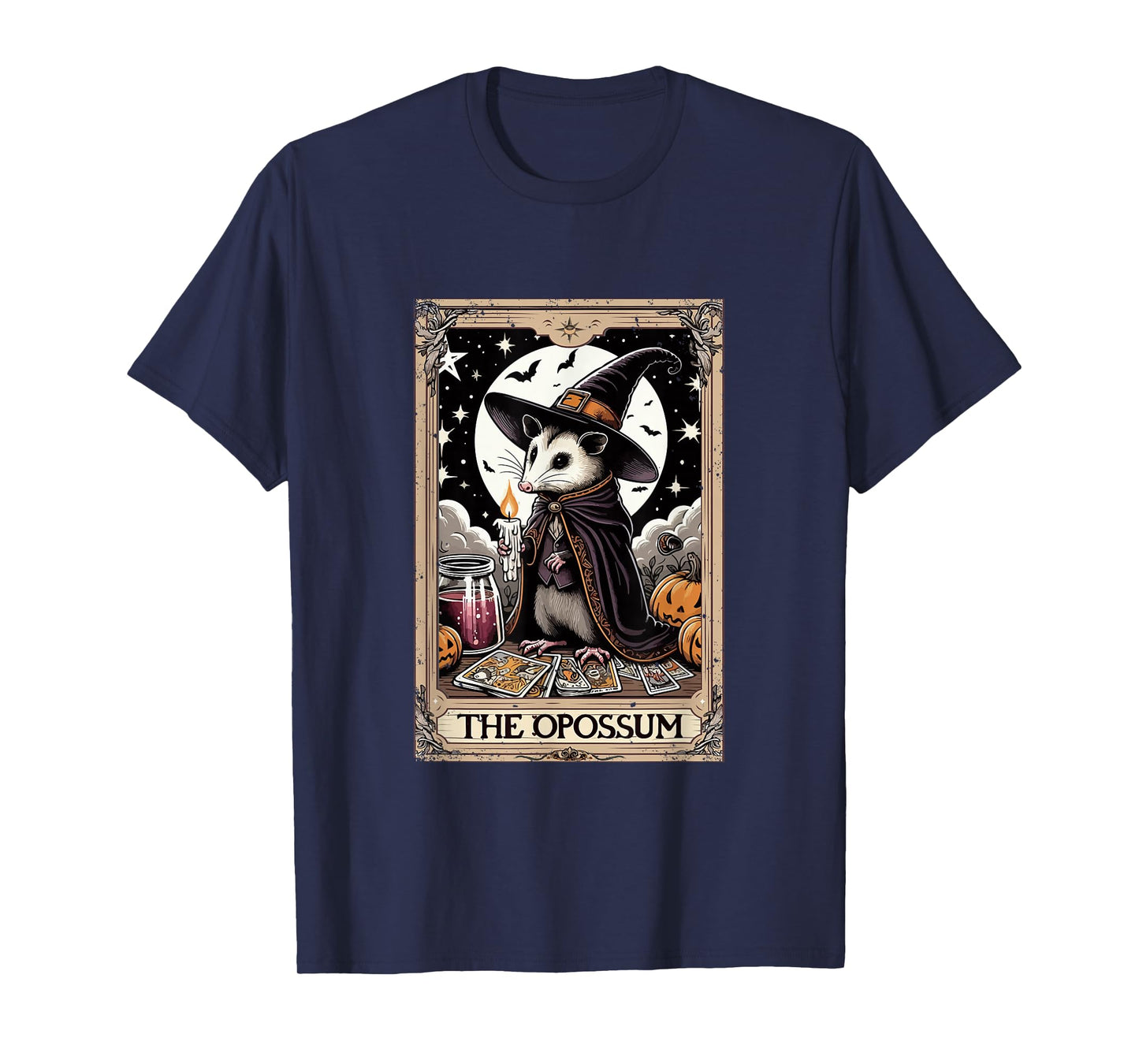 The Opossum Halloween Witch Cute Tarot Card Lover Player T-Shirt