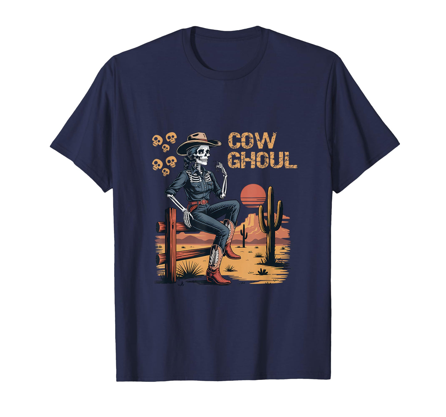 Cowgirl Skeleton Shirt for Halloween Funny Cow Ghoul T-Shirt
