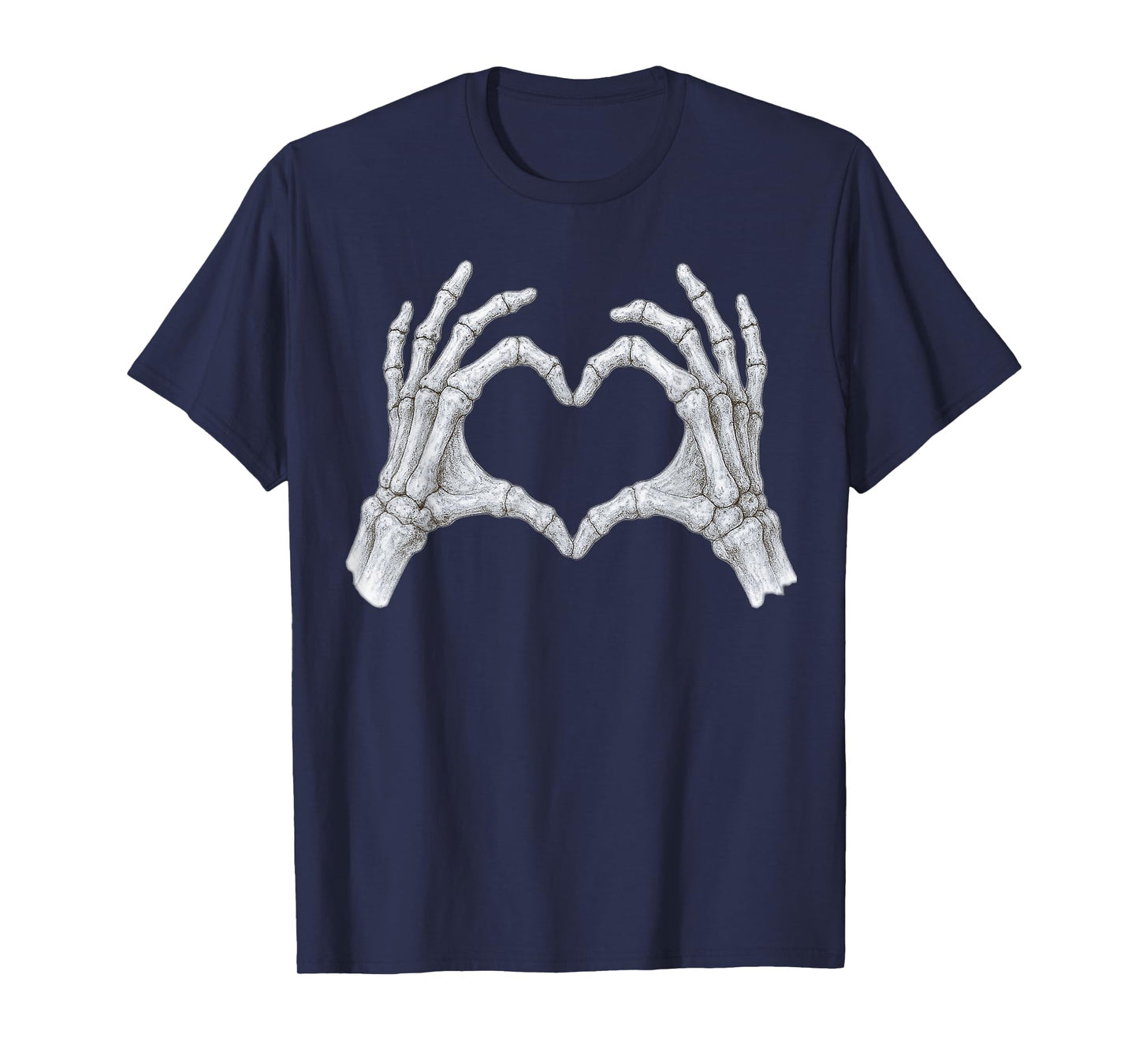 Skeleton Hands Heart Sign Retro Women Girl Halloween Costume T-Shirt