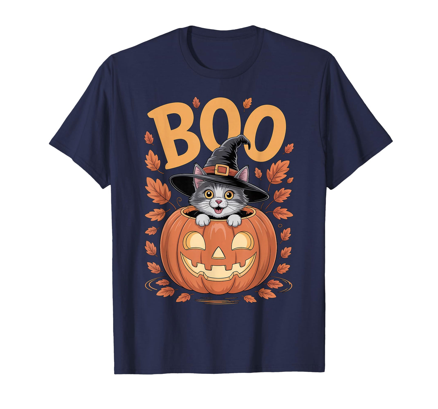 Cat Costume on Pumpkin Halloween Cat T-Shirt