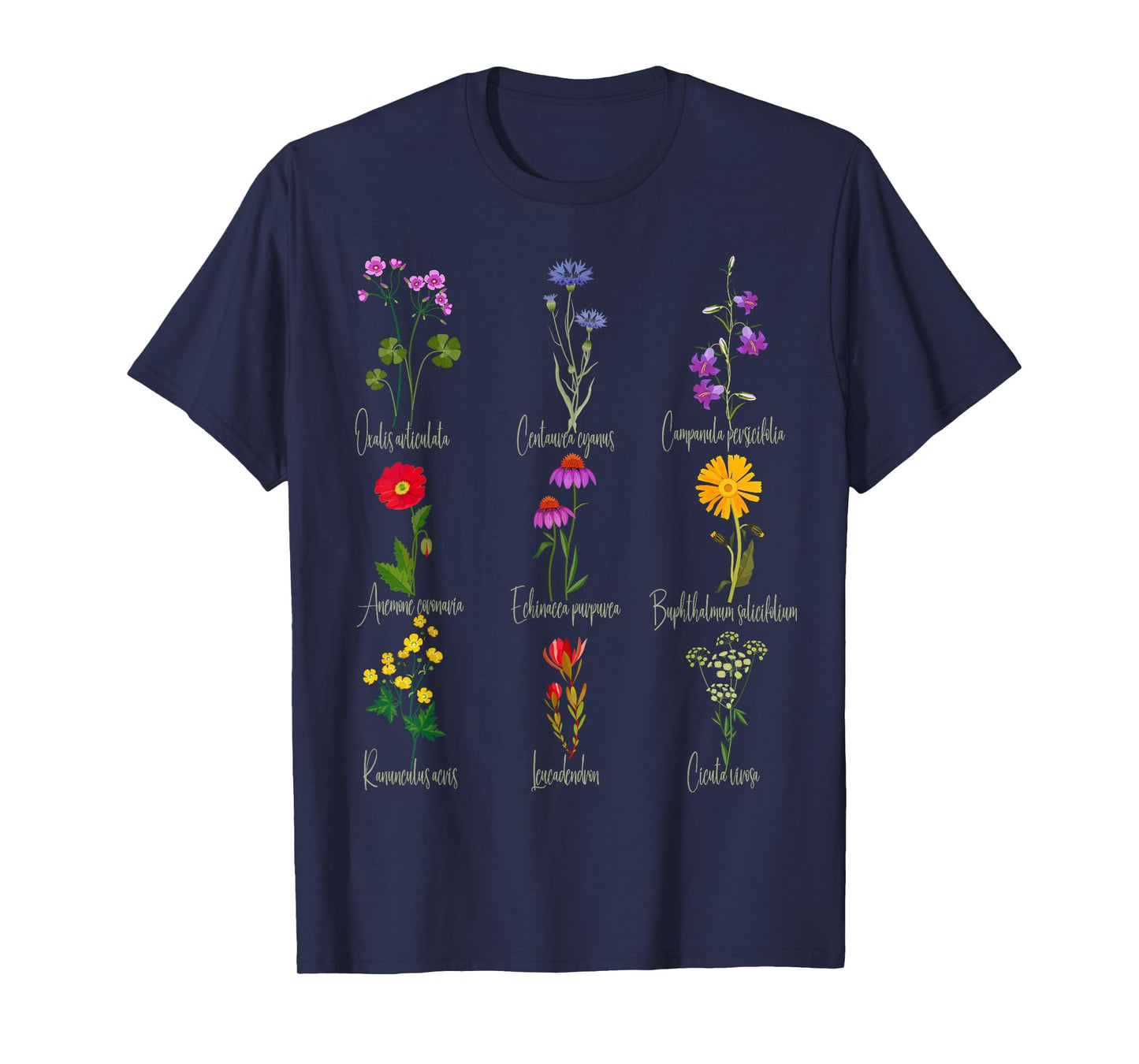Vintage Botanical Chart Wildflower Floral Graphic Tees Women T-Shirt