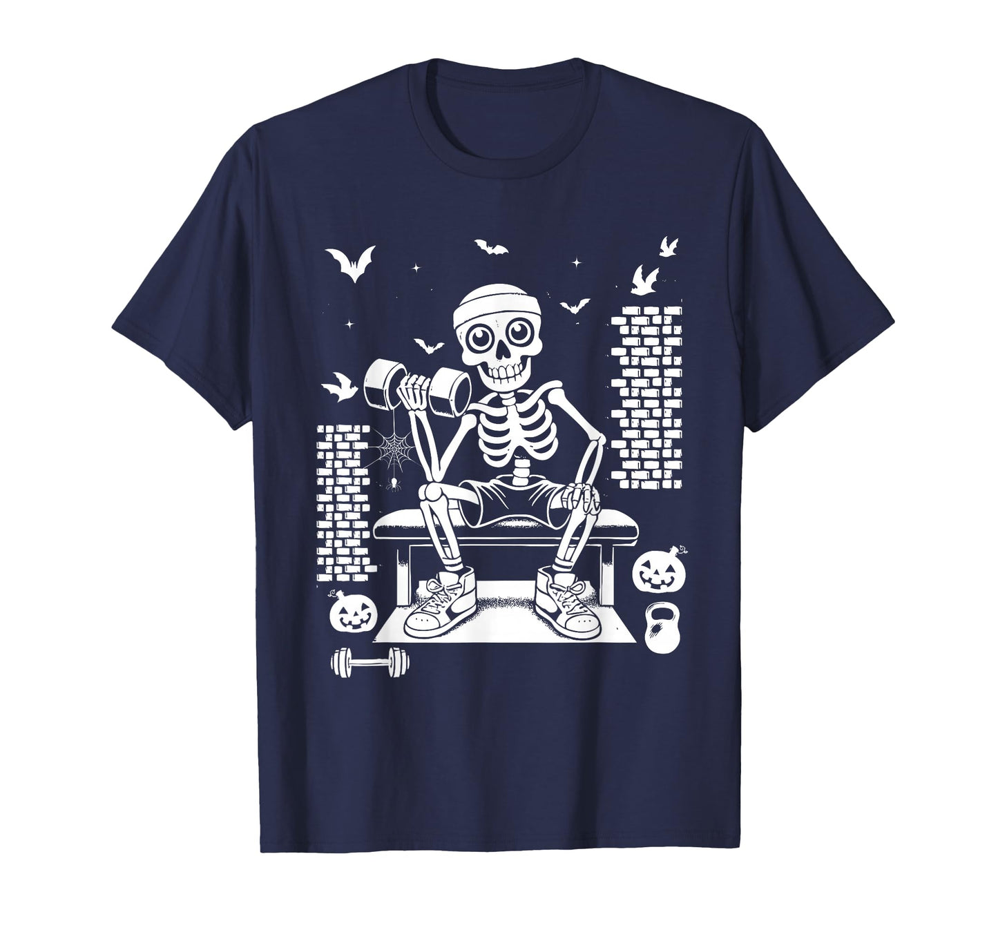 Funny Gym Skeleton Lifting Weights for Halloween Parties T-Shirt