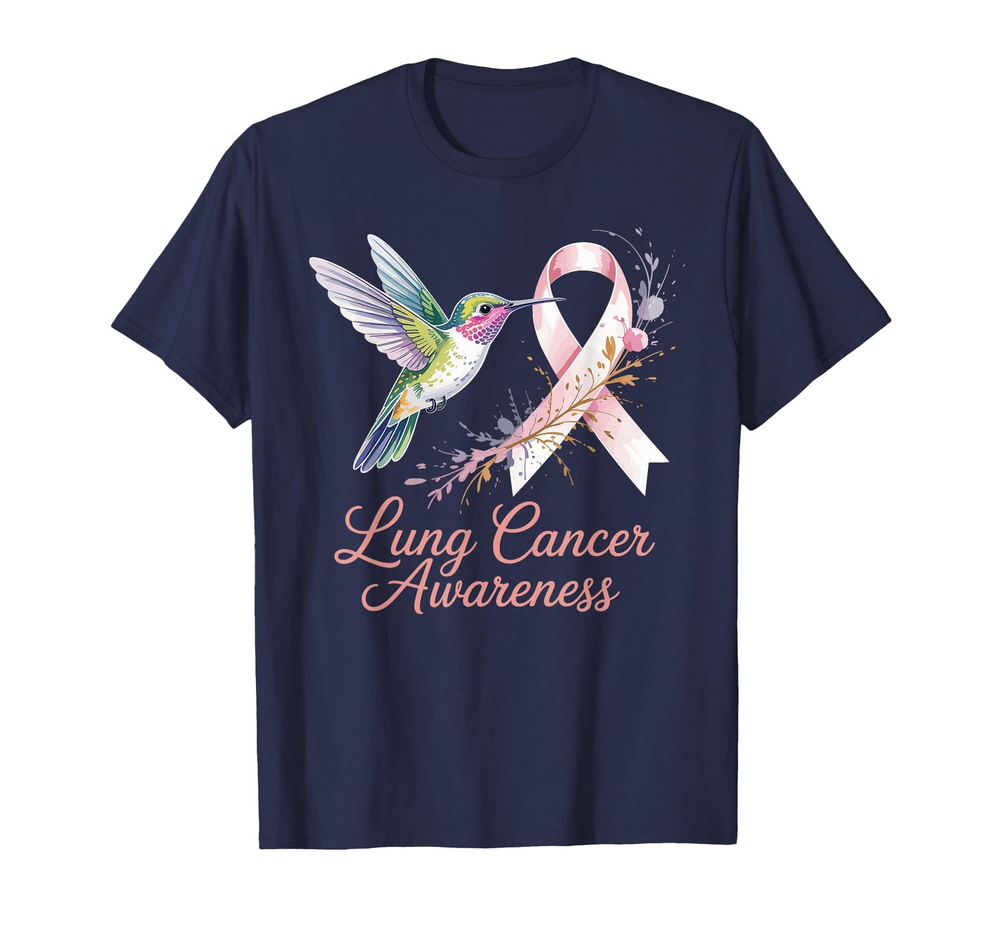 Lung Cancer Awareness Hummingbird Ribbon Support T-Shirt
